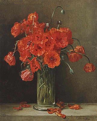 Gabriel Schachinger : Klatschmohn in Glasvase