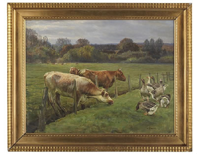 Niels Pedersen Mols : 'Landscape with Cattle and Ducks'