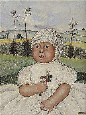 Madeleine Luka : Bébé aux fraises des bois, vers 1920