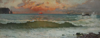 Alexandre Nozal : Coucher de soleil à Étretat