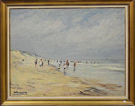 Piet Volckaert : 'View of busy beach'