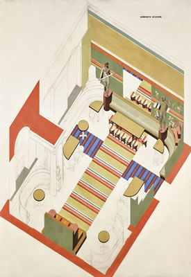 Vassily Dmitriewitsch Ermilov : DESIGN FOR A RECREATION ROOM IN THE KHARKOV PALACE OF PIONEERS AND OCTOBRISTS