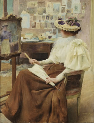 Henri Royer : ELEGANT LADY IN THE STUDIO