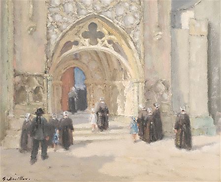 Gaston Bouillon : 'Entrée de l'église de Pont Croix'