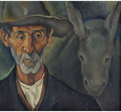 Todros Geller : Man and Donkey, 1934