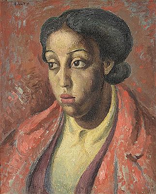 Emmanuel Levy : Head and shoulders portrait of a woman wearing a red coat