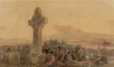 Francis William Topham Sr : PILGRIMS TO CLONMACNOISE CROSS, COUNTY OFFALY