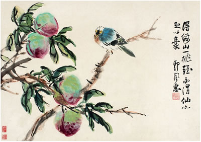 Fenghui Guo : BIRDS AMONG PEACH BLOSSOMS